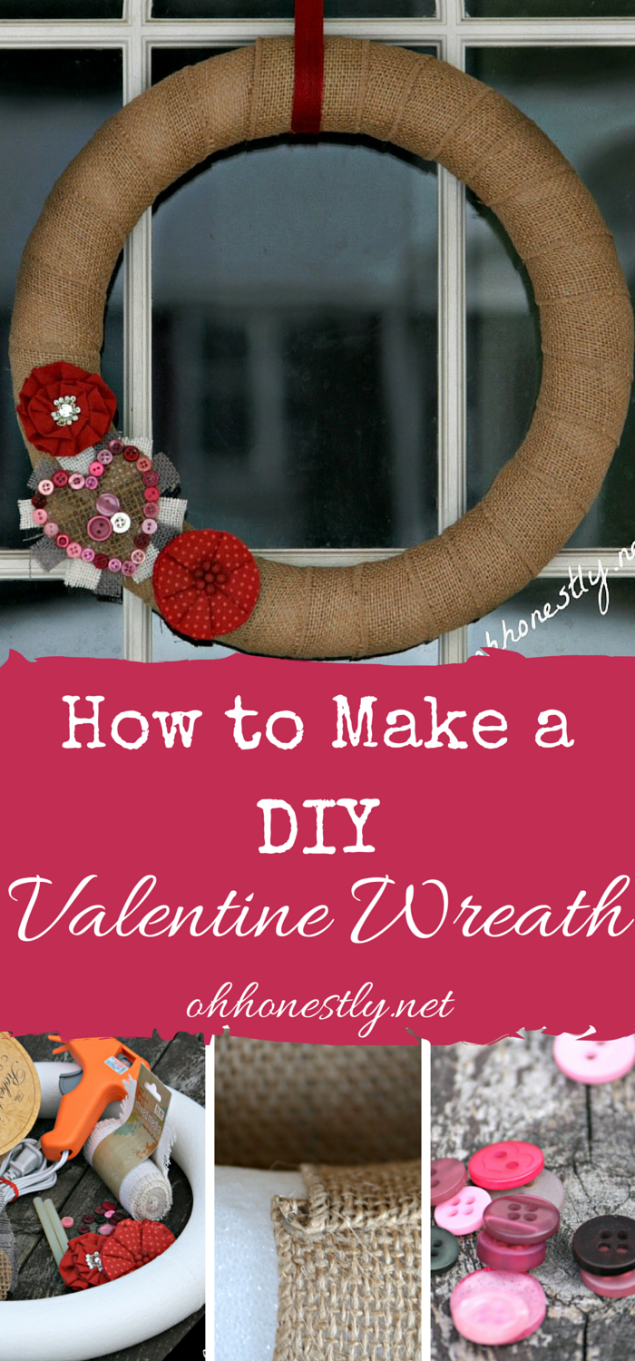 You can make this simple and adorable DIY Valentine Wreath with just a few basic materials, some of which you might already have at home!