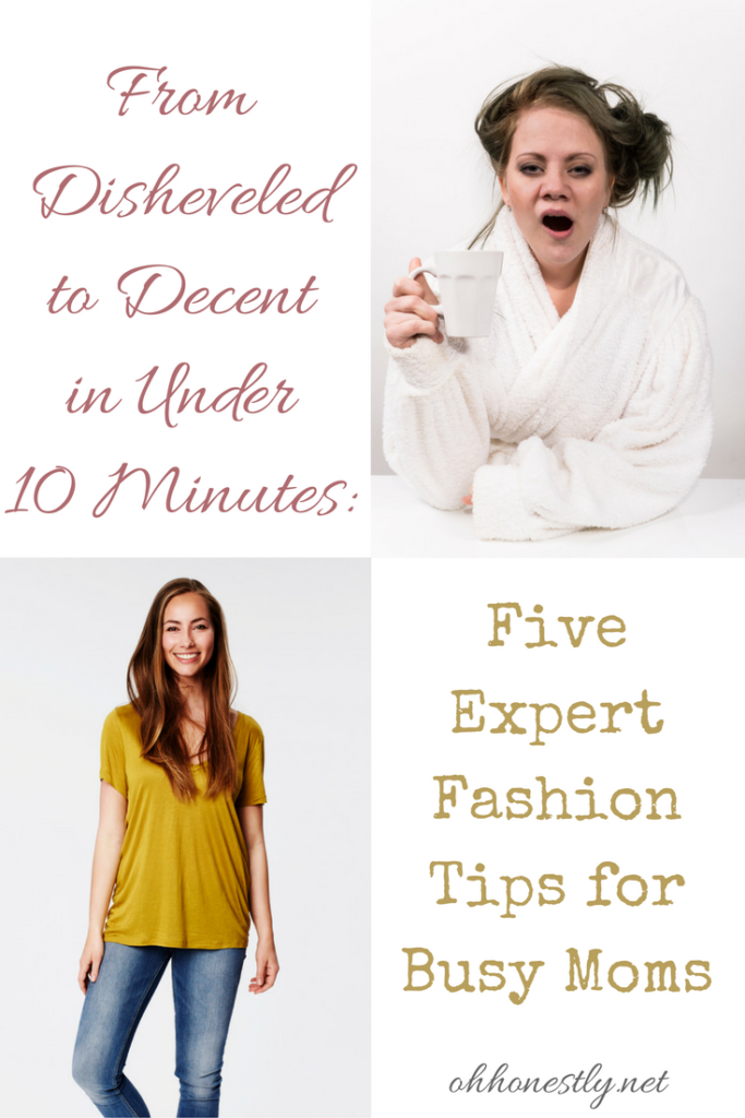 Sick of wearing your PJs to school drop-off? These simple fashion tips for busy moms will have you looking put together in under 10 minutes!