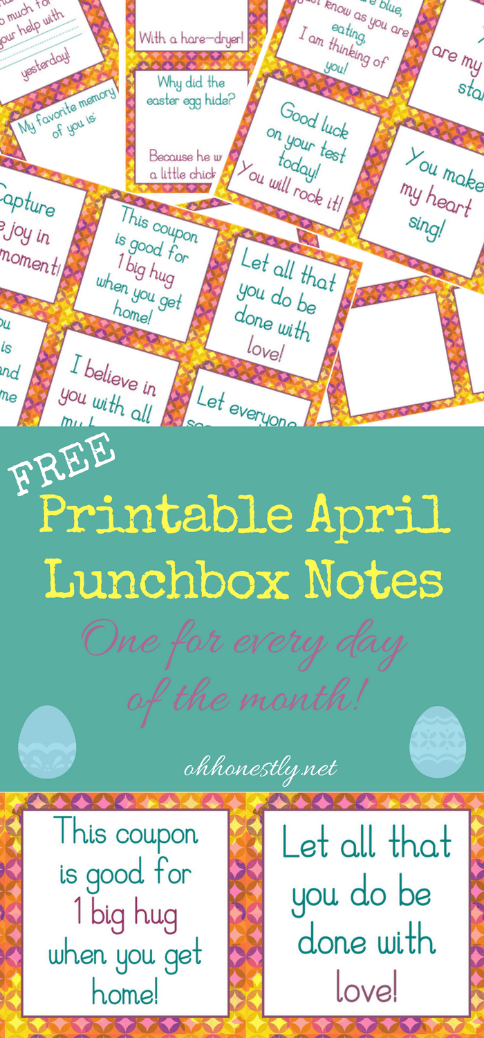 Give your kids a midday pick-me-up with these fun, encouraging, and free printable April lunchbox notes. They're perfect for the month of April and Easter!