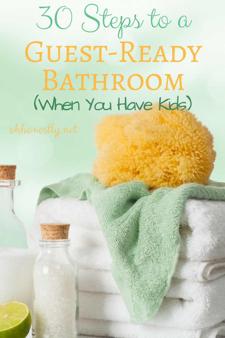 Have guests coming for a visit? If you have kids, you know how gross your bathrooms can get. Here's a (humorous) step-by-step guide to getting them in ship-shape condition for your visitors.