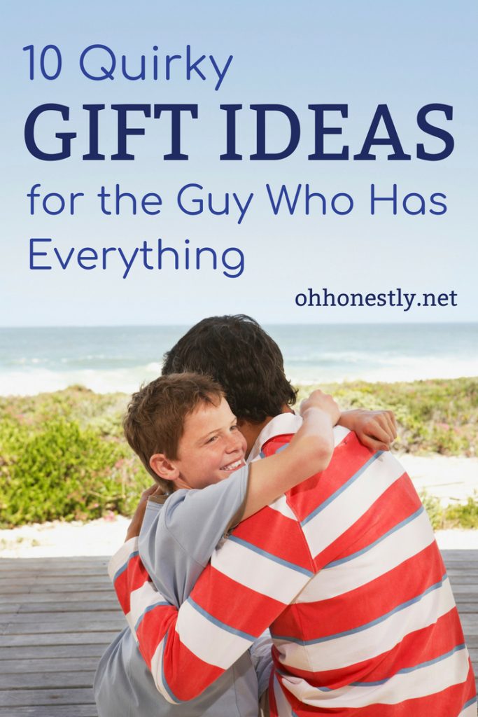 Not sure what to get that hard-to-buy-for man in your life? These quirky gift ideas for the guy who has everything will get the creative juices flowing. These presents are great for birthdays, Christmas, Father's Day, anniversaries, graduations, and more!